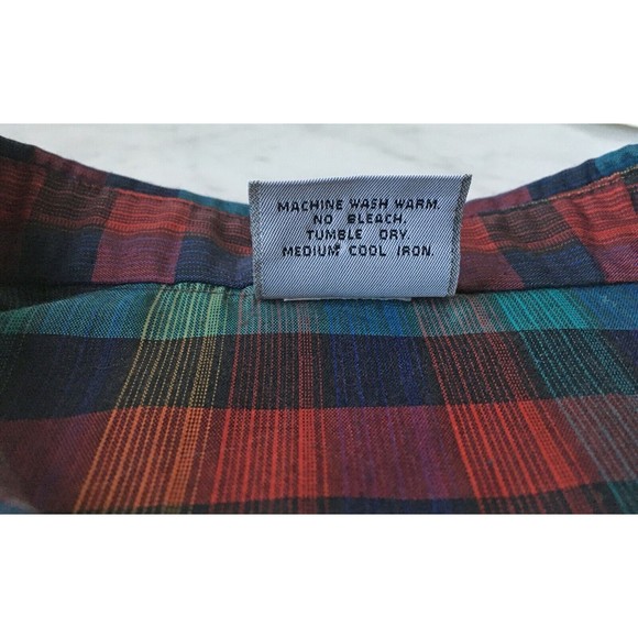 Miss B Jewel Tone Red Teal Plaid Long Sleeve Button-Front Shirt - Size 11/12 - Picture 9 of 9